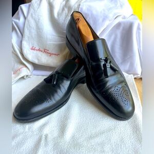 Salvatore Ferragamo men's shoes 9.5 D dress, vintage tassels square toe